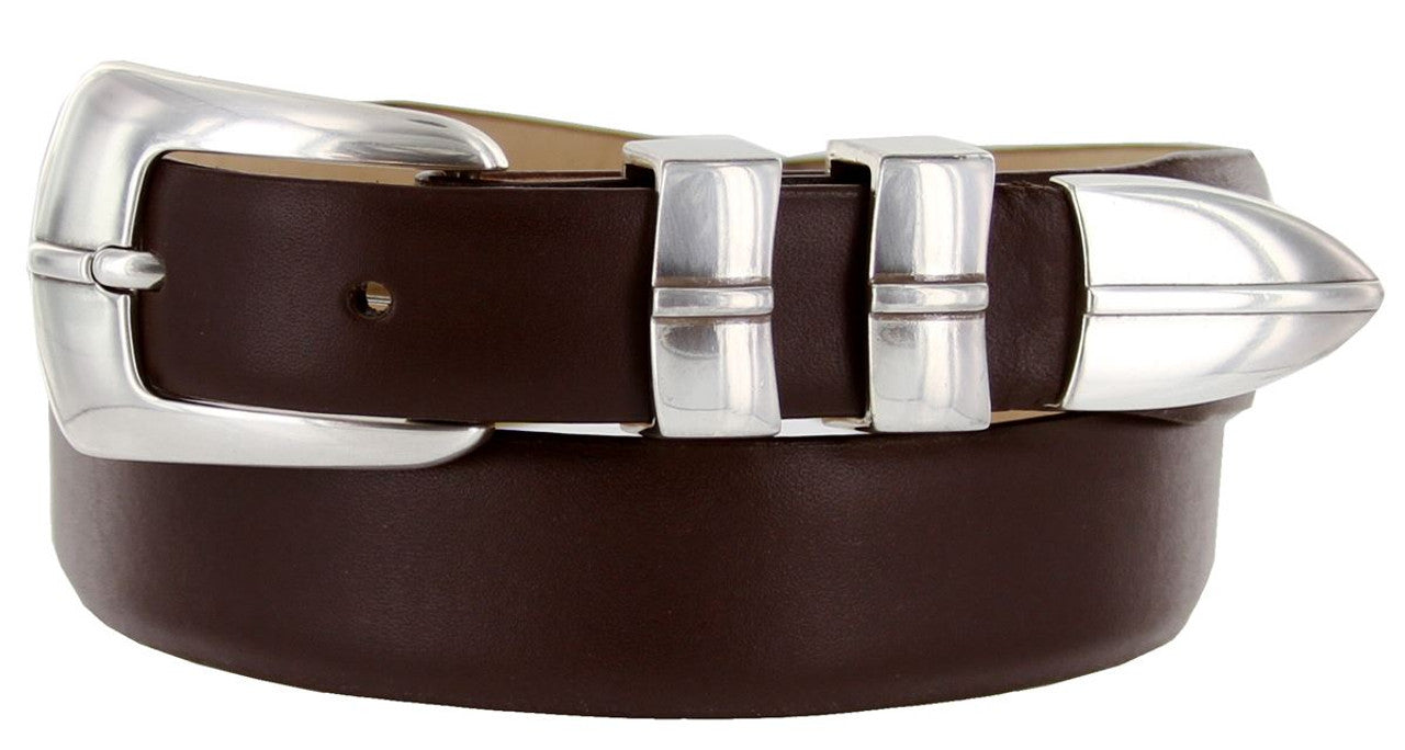 Marin Silver Genuine Full-Grain Cowhide Leather Designer Golf Dress Belt