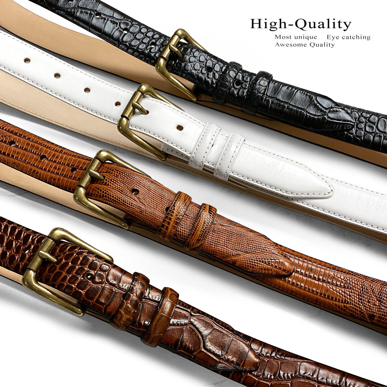 Arthur Men's Dress Belt Solid Brass Buckle Genuine Full-Grain Cowhide Leather Belt 1-1/8"(30mm) Wide