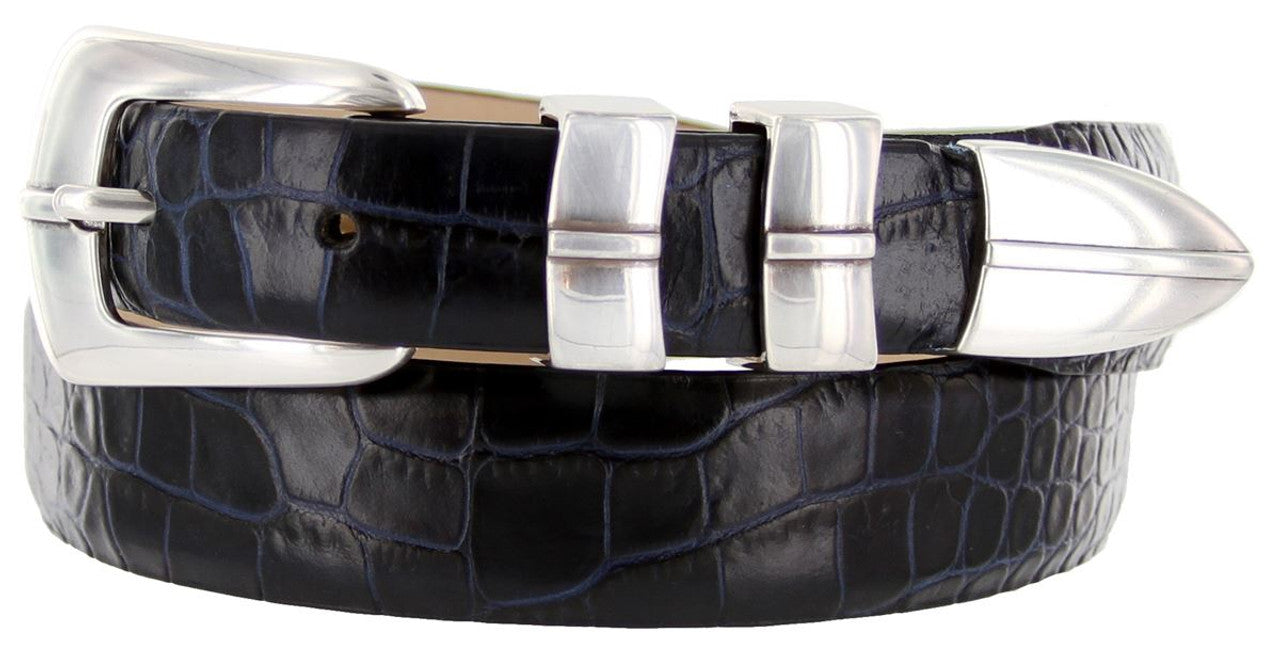 Marin Silver Genuine Full-Grain Cowhide Leather Designer Golf Dress Belt
