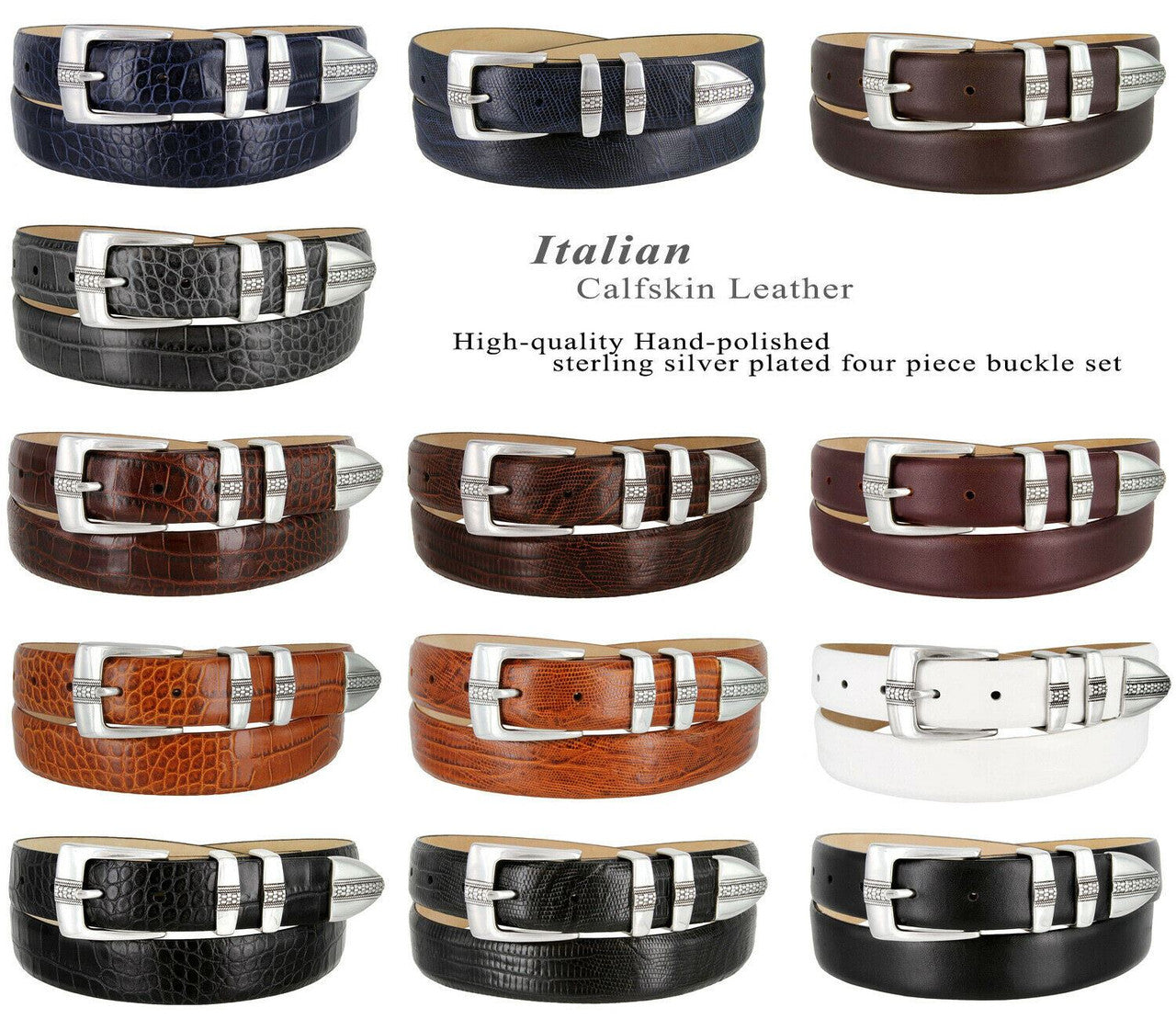 Brandon Genuine Full-Grain Cowhide Leather Designer Golf Dress Belt 1-1/8"(30mm) Wide