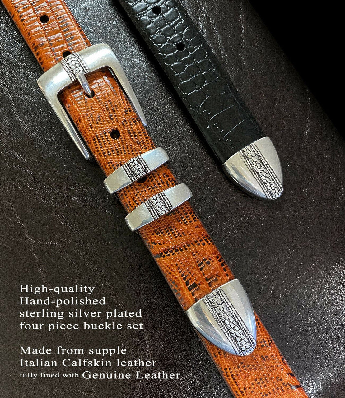Brandon Genuine Full-Grain Cowhide Leather Designer Golf Dress Belt 1-1/8"(30mm) Wide