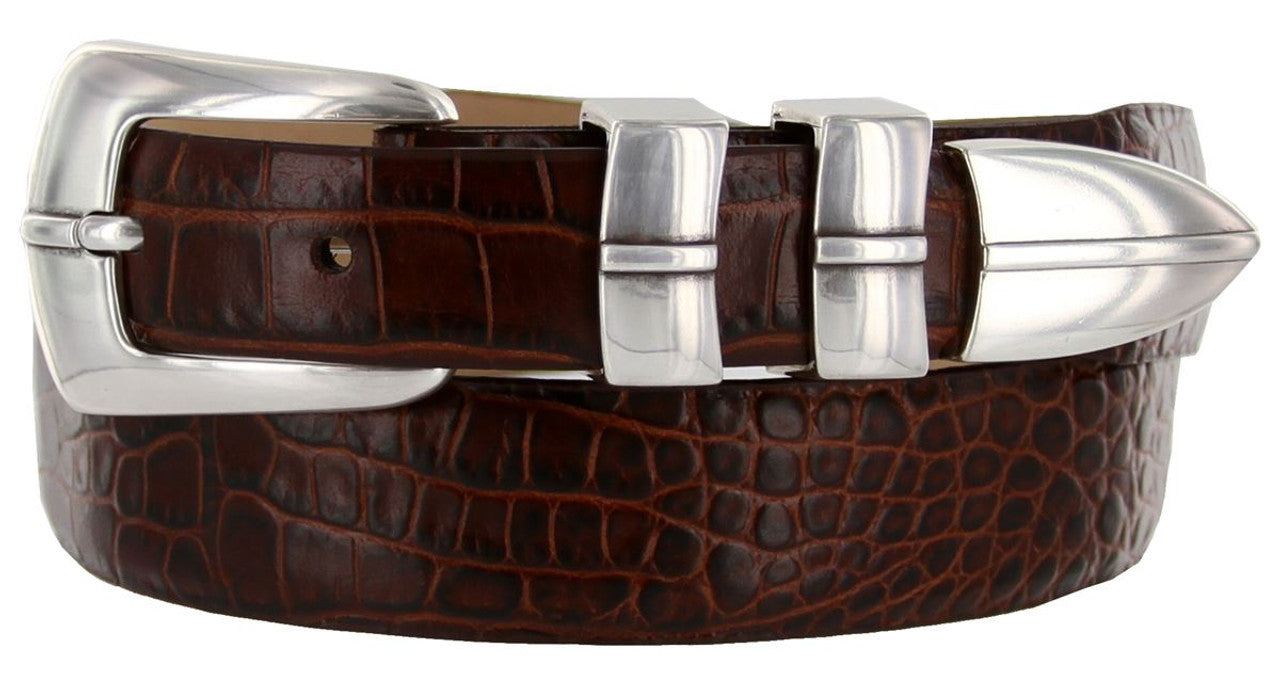 Marin Silver Genuine Full-Grain Cowhide Leather Designer Golf Dress Belt
