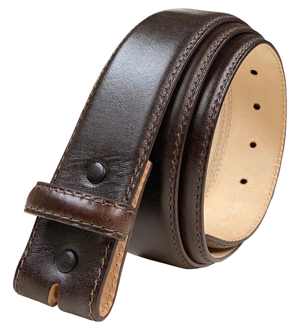 Genuine Full-Grain Cowhide Leather Dress Belt Strap with Snaps 1-1/2"(38mm) Wide