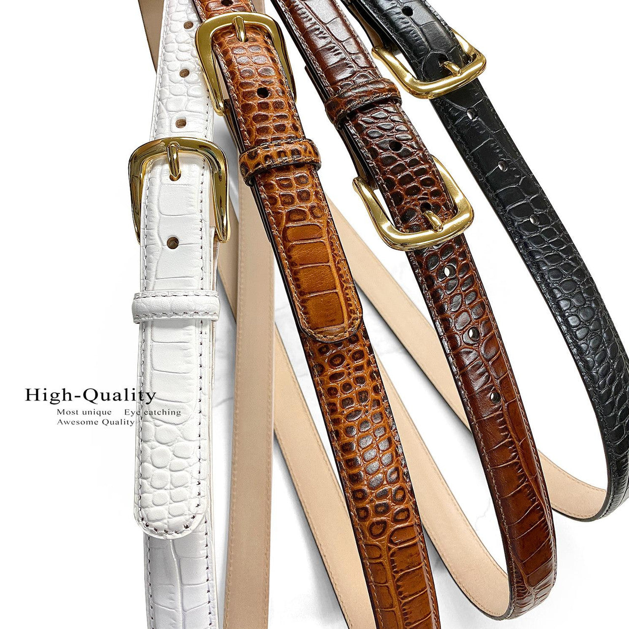 Women's Belt Genuine Full-Grain Cowhide Leather Dress Belt 1"(25mm) Wide