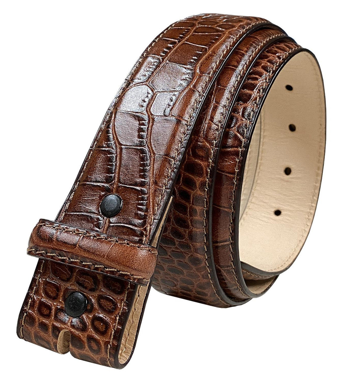 Genuine Full-Grain Cowhide Leather Dress Belt Strap with Snaps 1-1/2"(38mm) Wide