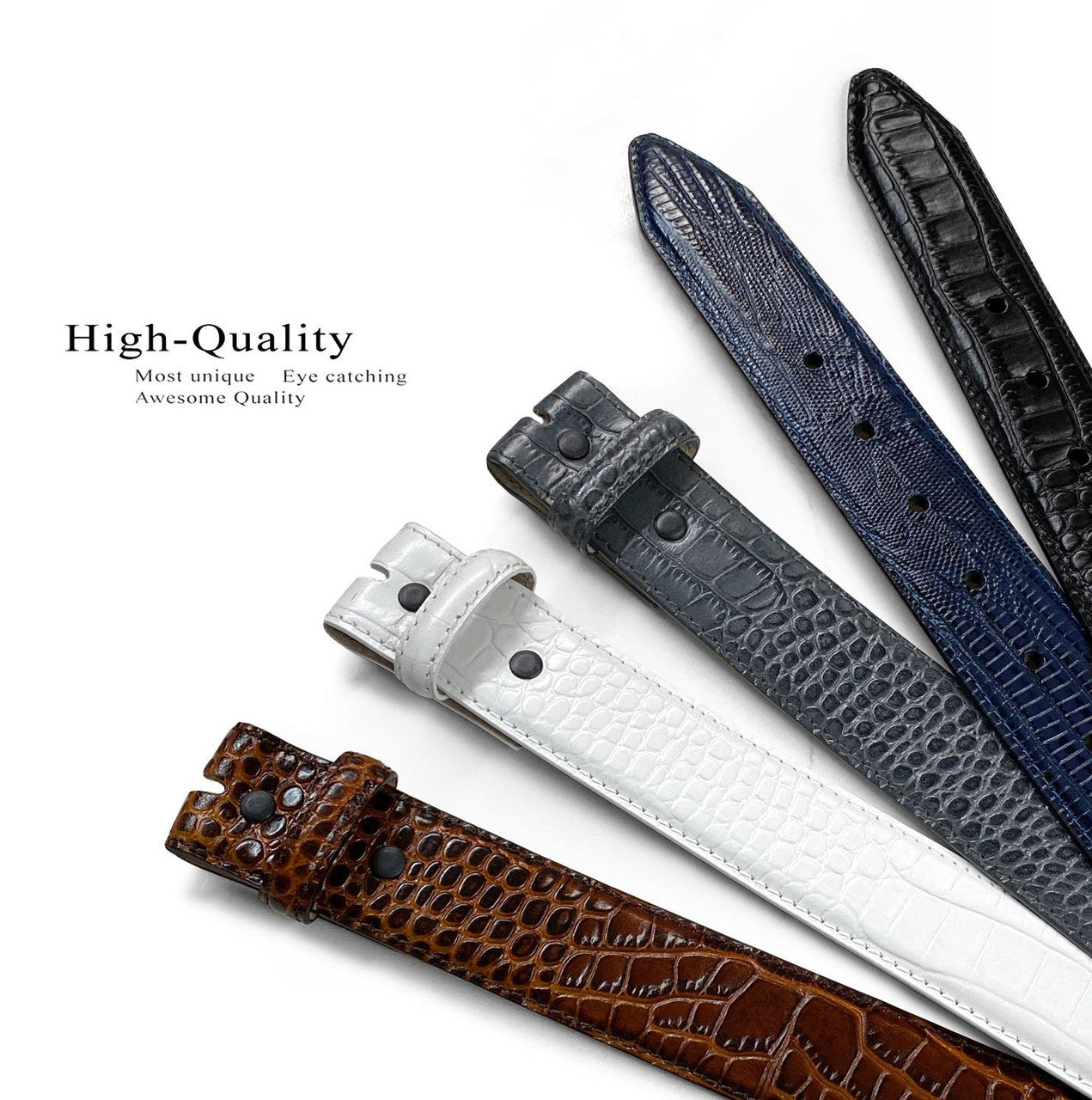 Genuine Full-Grain Cowhide Leather Dress Belt Strap with Snaps 1-3/8"(35mm) Wide