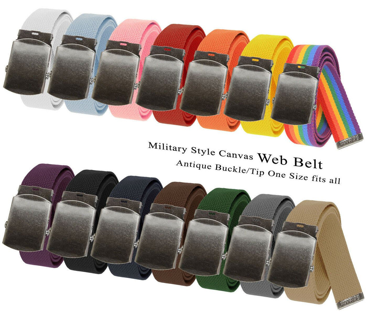 Military Belt Canvas Belt Web Belt Non Leather Belt One Size fits all,  1-1/2"(38mm) Wide