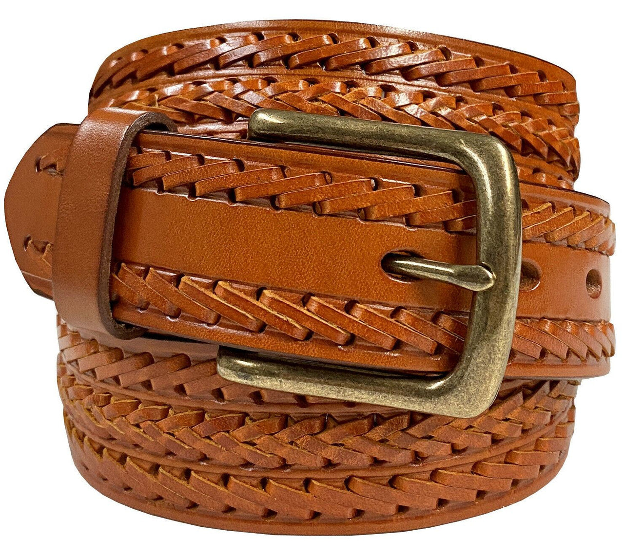 Hand-Braided Genuine Full Grain Leather Casual Jean Belt 1-1/2"(38mm) Wide