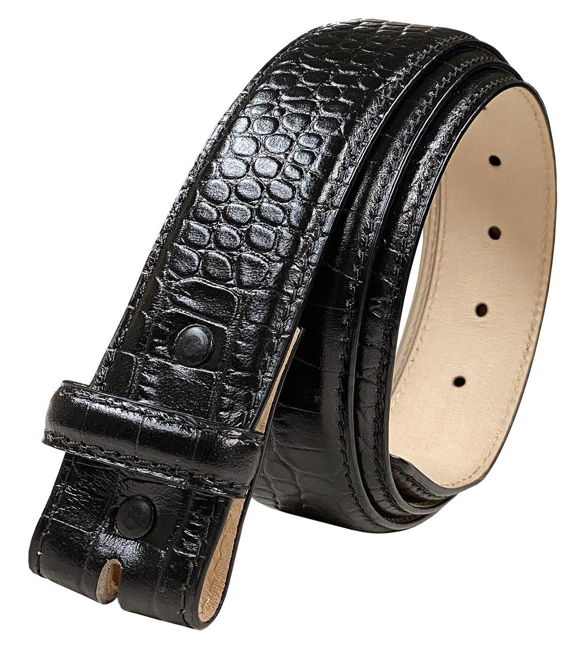 Genuine Full-Grain Cowhide Leather Dress Belt Strap with Snaps 1-1/2"(38mm) Wide