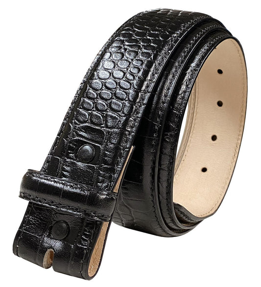 Genuine Full-Grain Cowhide Leather Dress Belt Strap with Snaps 1-1/2"(38mm) Wide