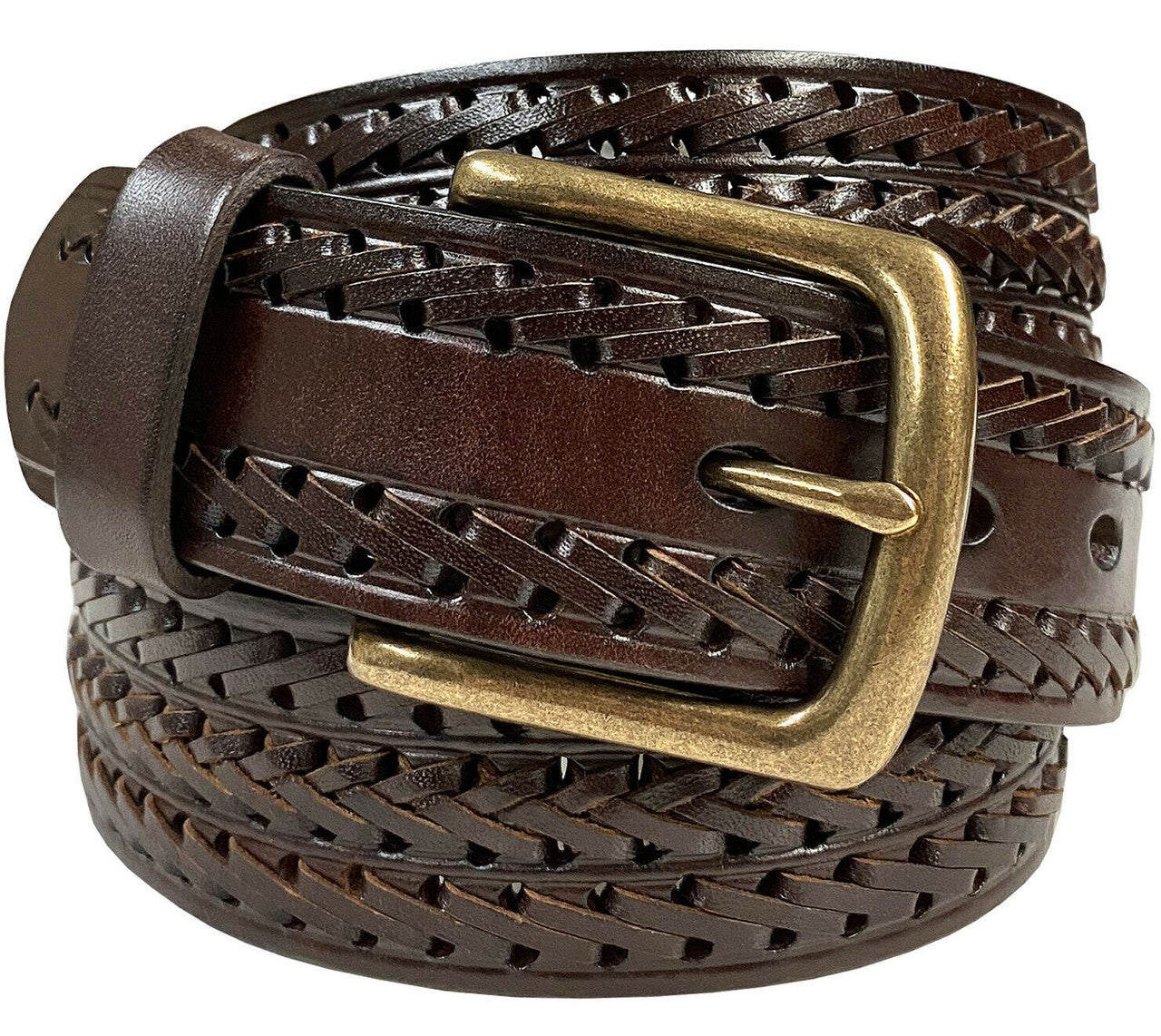Hand-Braided Genuine Full Grain Leather Casual Jean Belt 1-1/2"(38mm) Wide