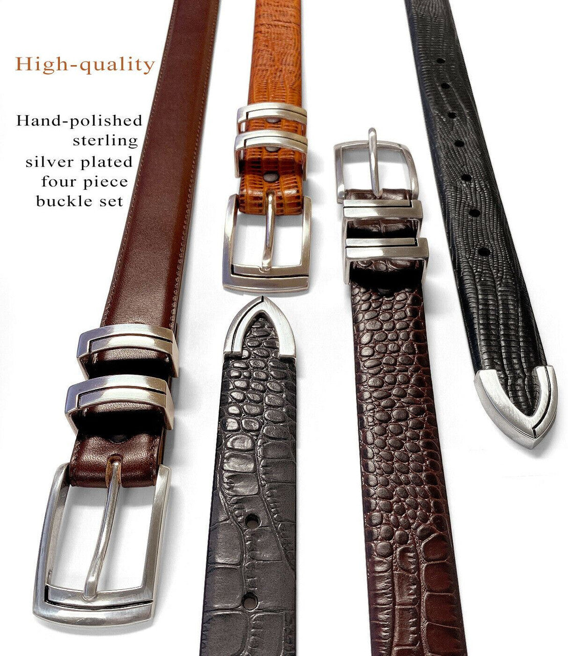Harbor Genuine Full-Grain Cowhide Leather Designer Golf Dress Belt 1-1/8"(30mm) Wide