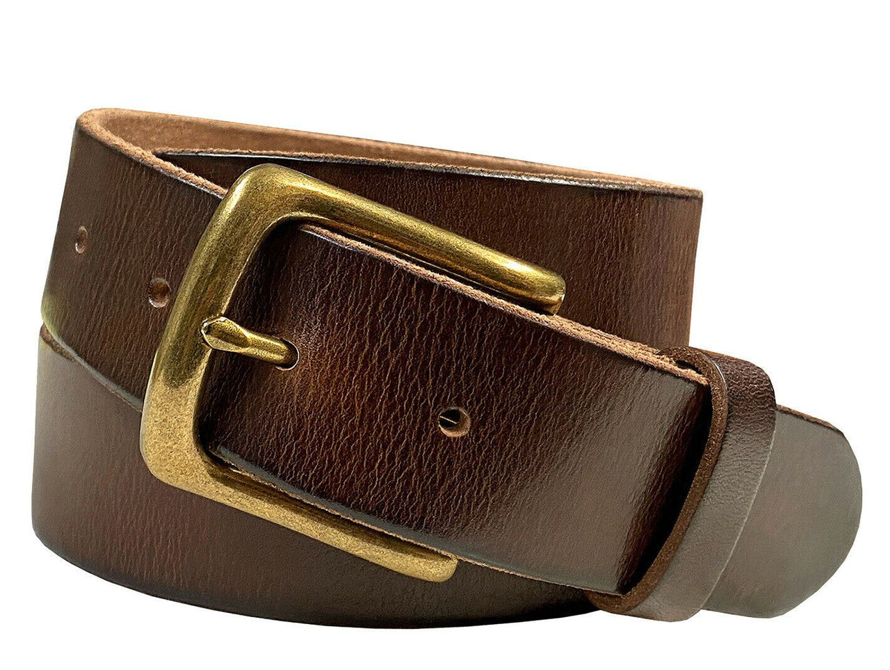 Morgan Classic Buckle Genuine Full Grain Leather Casual Jean Belt 1-1/2"(38mm) Wide