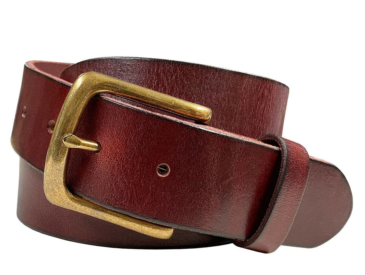 Morgan Classic Buckle Genuine Full Grain Leather Casual Jean Belt 1-1/2"(38mm) Wide