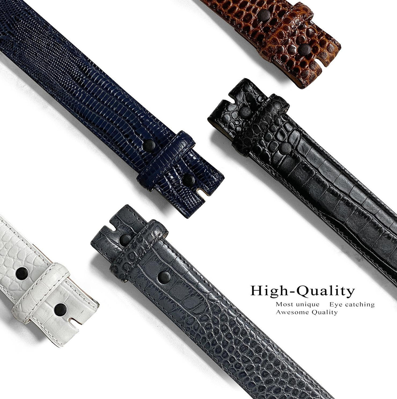 Genuine Full-Grain Cowhide Leather Dress Belt Strap with Snaps 1-3/8"(35mm) Wide