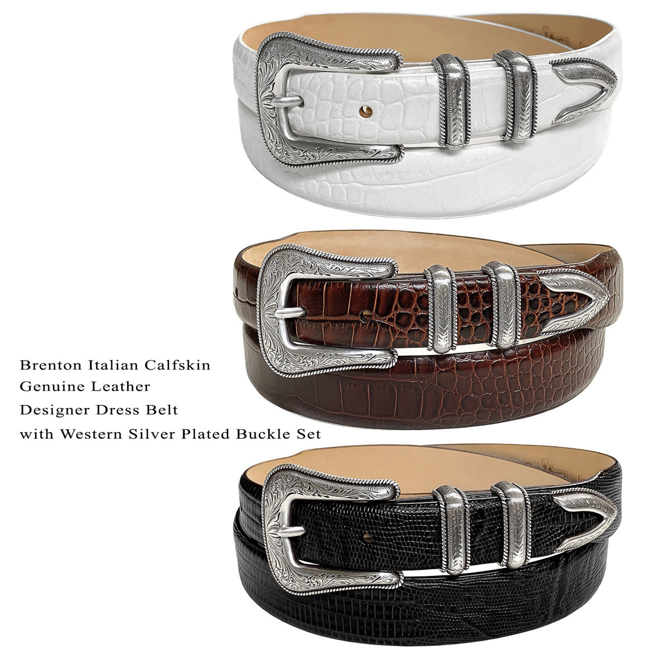 Brenton Genuine Full-Grain Cowhide Leather Designer Golf Dress Belt