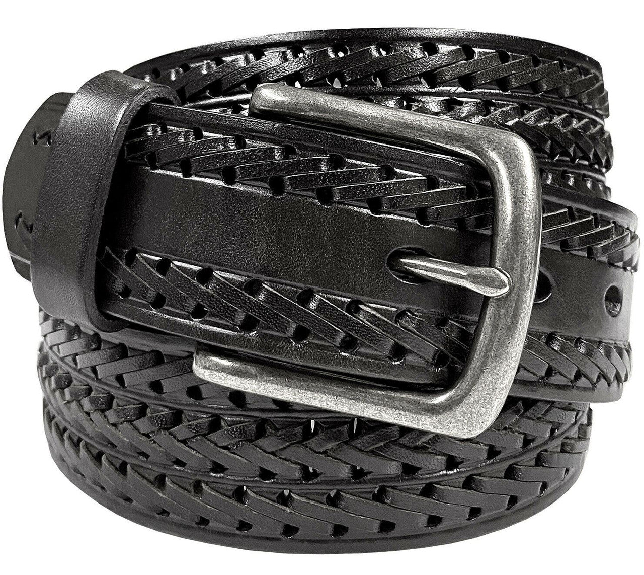 Hand-Braided Genuine Full Grain Leather Casual Jean Belt 1-1/2"(38mm) Wide