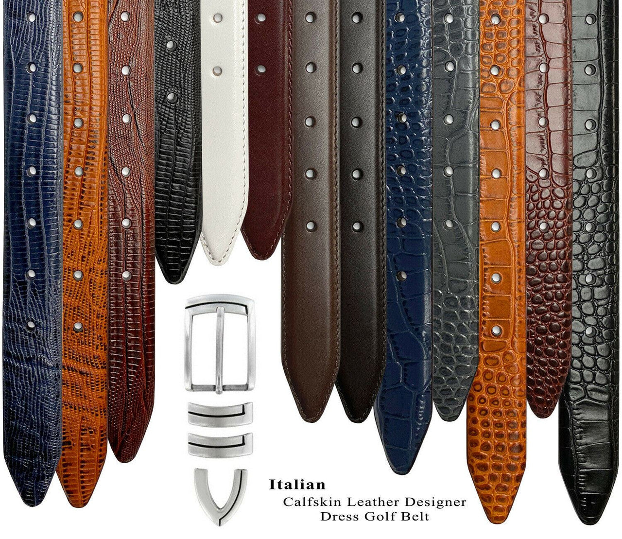 Harbor Genuine Full-Grain Cowhide Leather Designer Golf Dress Belt 1-1/8"(30mm) Wide