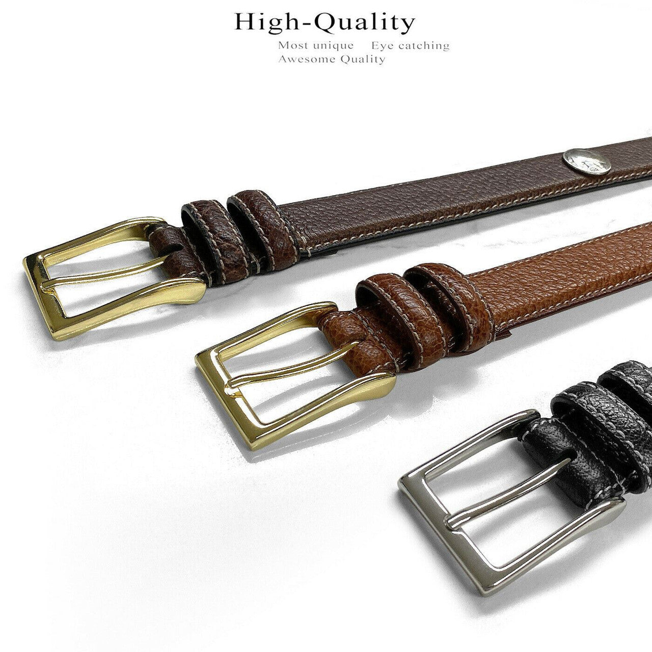 Men's Conchos Belt Genuine Leather Casual Dress Belt 1-1/8"(30mm) Wide