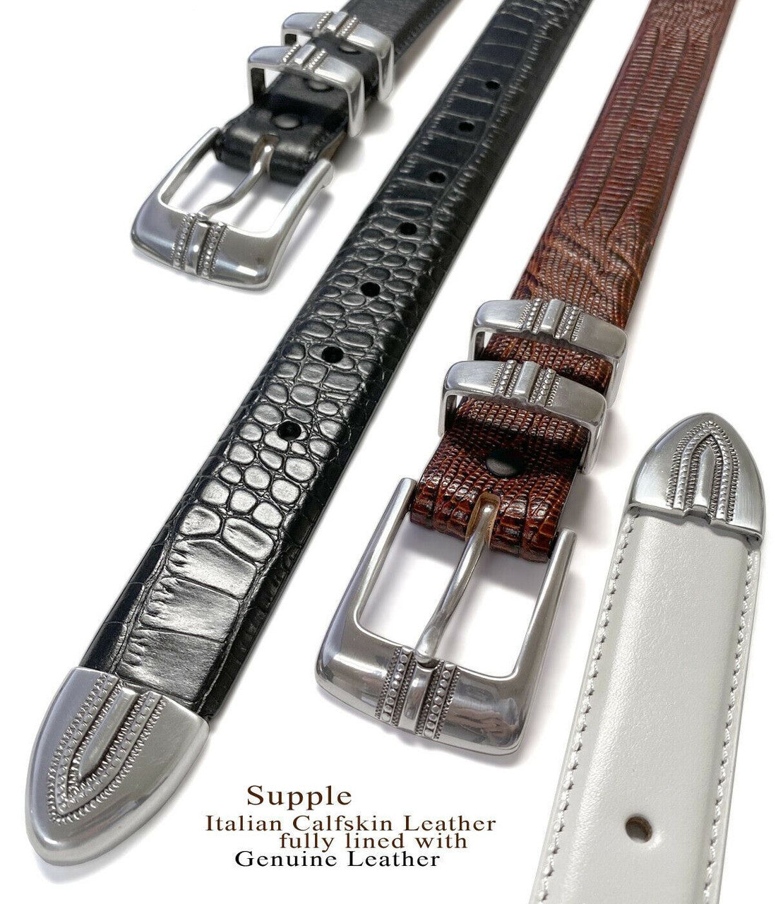 Kaymen Genuine Full-Grain Cowhide Leather Designer Golf Dress Belt 1-1/8"(30mm) Wide
