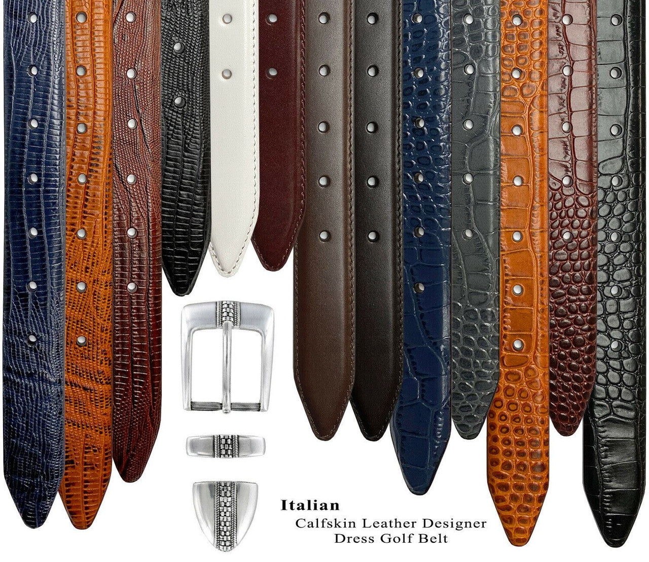 Brandon Genuine Full-Grain Cowhide Leather Designer Golf Dress Belt 1-1/8"(30mm) Wide