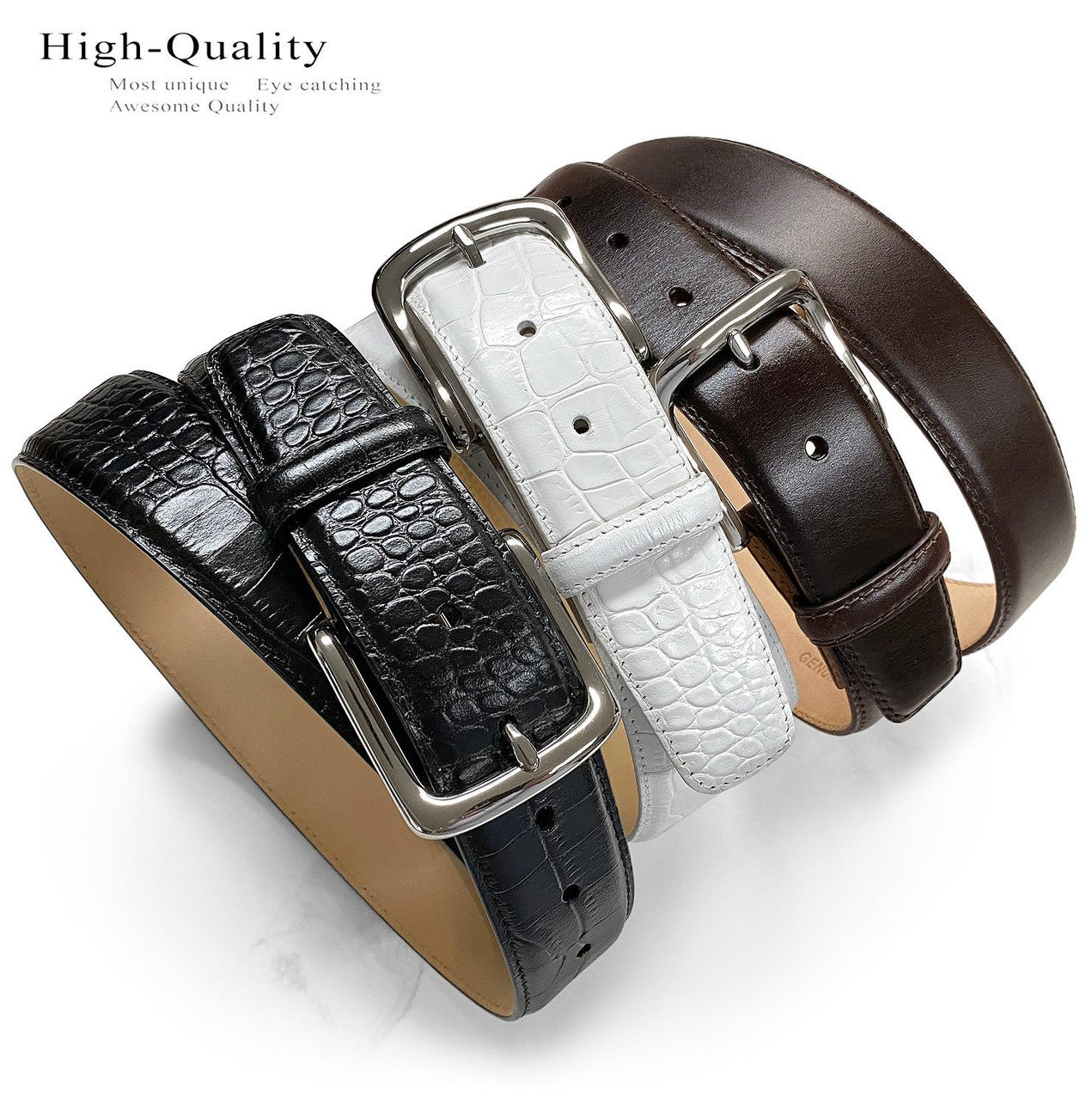Valley View Classic Buckle Genuine Full-Grain Cowhide Leather Casual Belt 1-1/2"(38mm) Wide