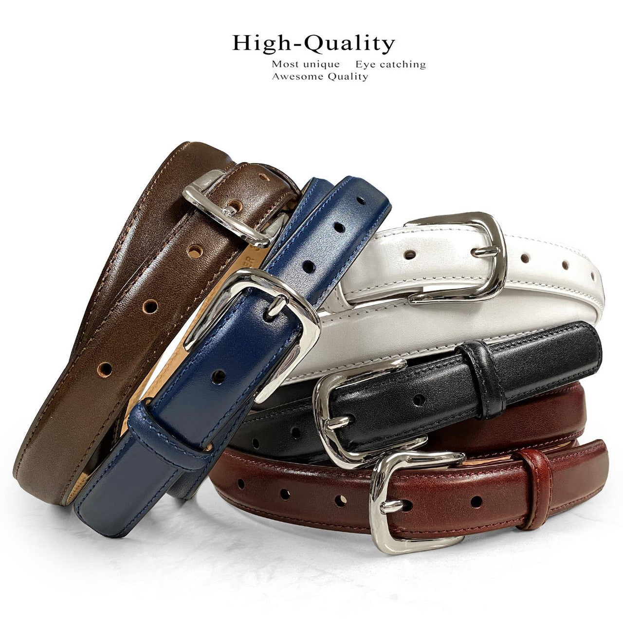Women's Belt Genuine Full-Grain Cowhide Leather Dress Belt 1"(25mm) Wide