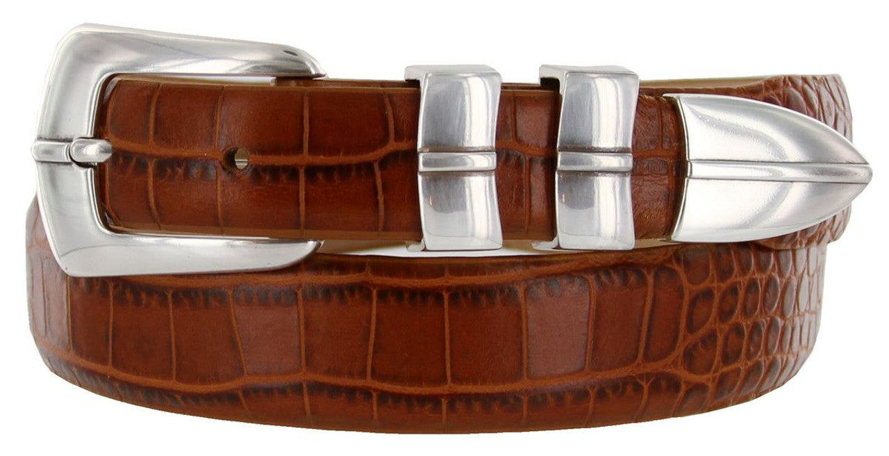 Marin Silver Genuine Full-Grain Cowhide Leather Designer Golf Dress Belt