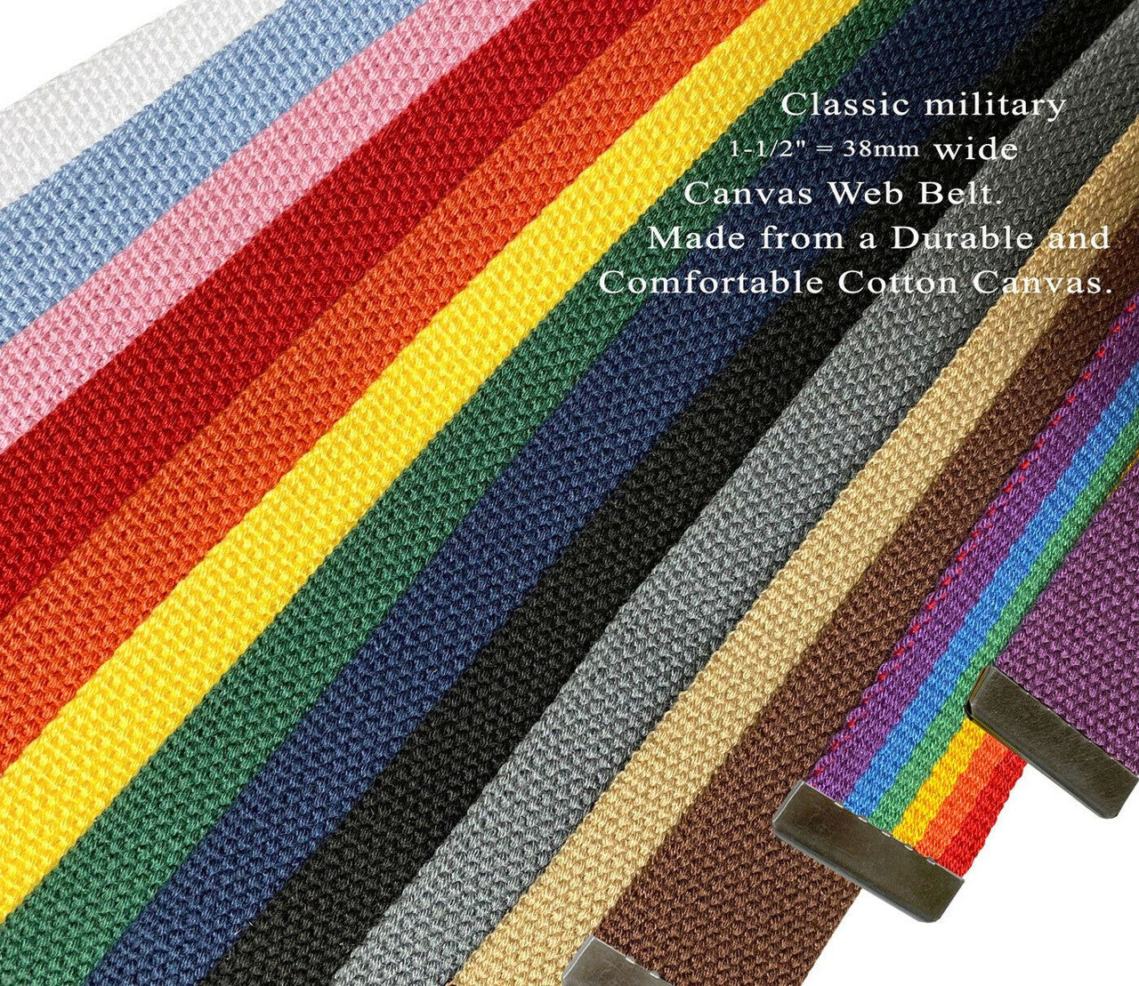 Military Belt Canvas Belt Web Belt Non Leather Belt One Size fits all,  1-1/2"(38mm) Wide