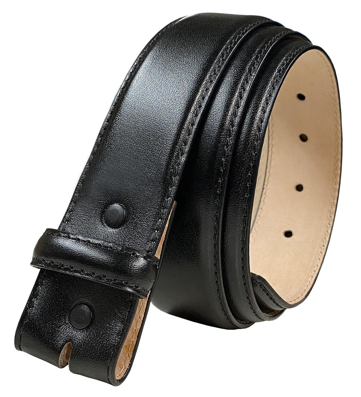 Genuine Full-Grain Cowhide Leather Dress Belt Strap with Snaps 1-1/2"(38mm) Wide