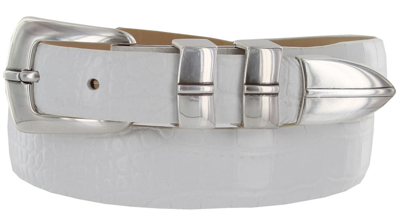 Marin Silver Genuine Full-Grain Cowhide Leather Designer Golf Dress Belt
