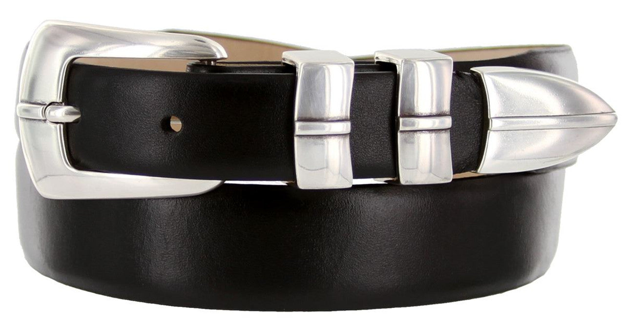 Marin Silver Genuine Full-Grain Cowhide Leather Designer Golf Dress Belt