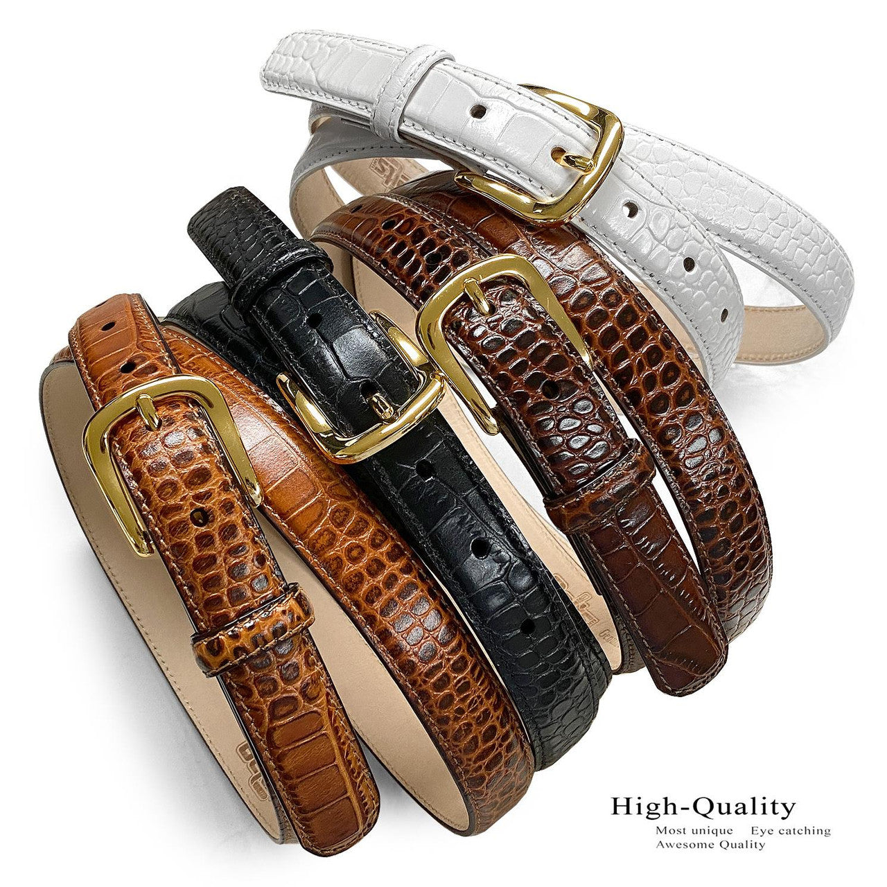 Women's Belt Genuine Full-Grain Cowhide Leather Dress Belt 1"(25mm) Wide