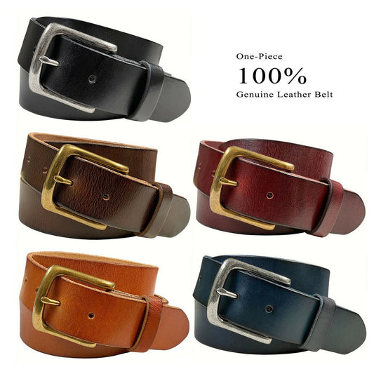 Morgan Classic Buckle Genuine Full Grain Leather Casual Jean Belt 1-1/2"(38mm) Wide