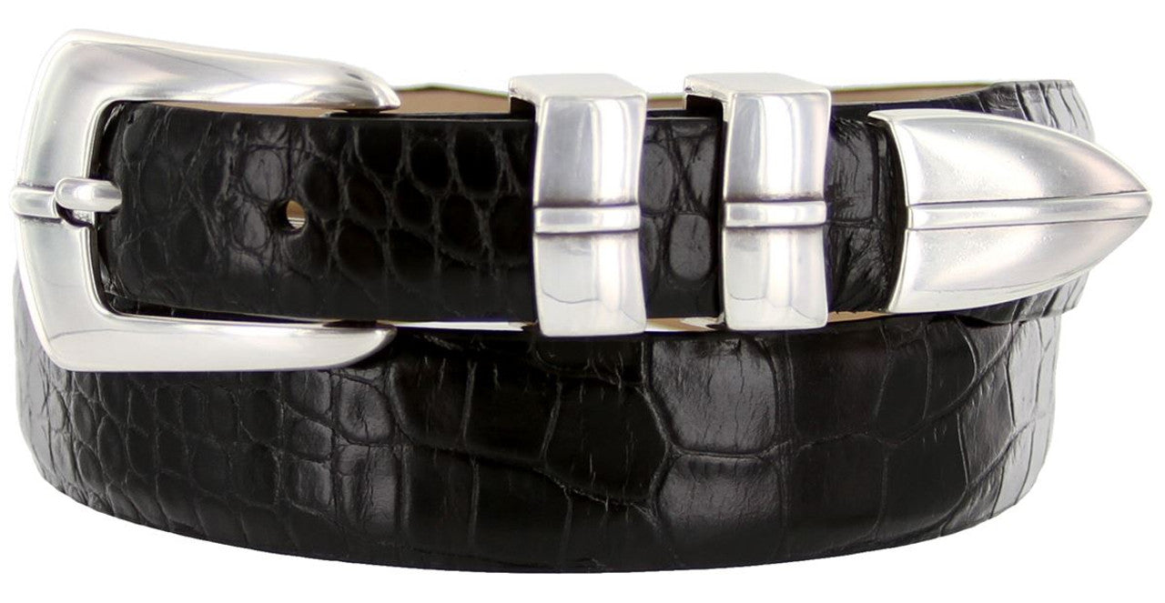 Marin Silver Genuine Full-Grain Cowhide Leather Designer Golf Dress Belt